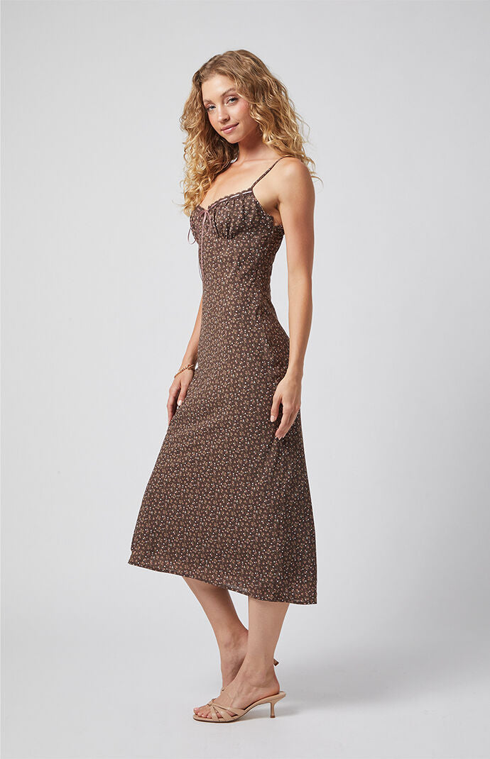Beverly and Beck Daisy Floral Tie Front Midi Dress