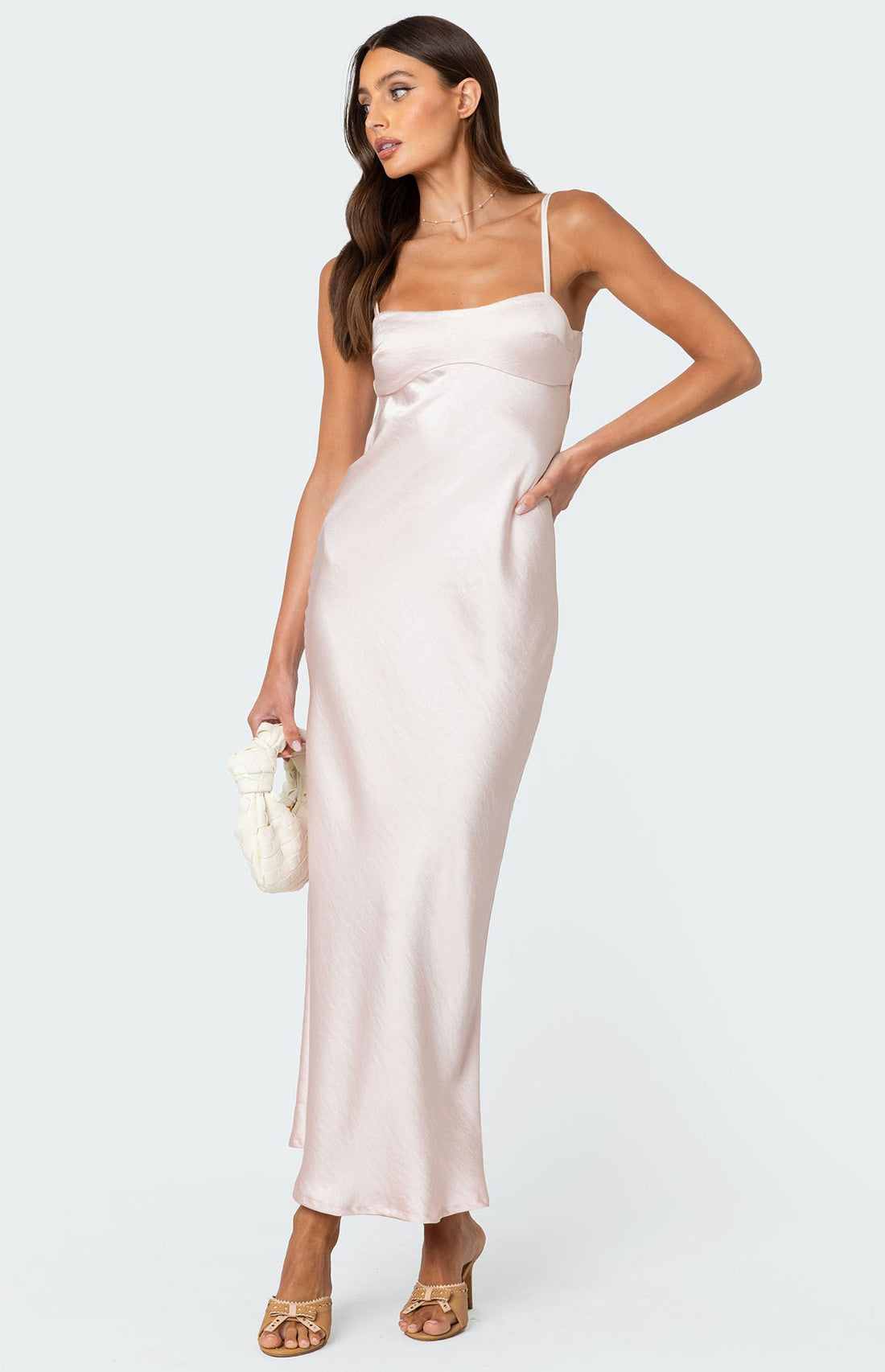 Edikted Vienna Open Back Satin Maxi Dress