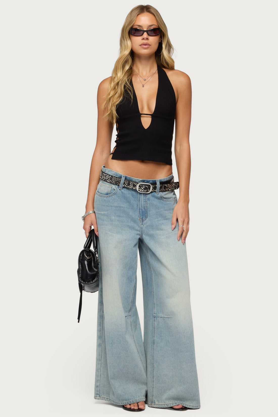 Aneera Cutout Plunging Halter Top