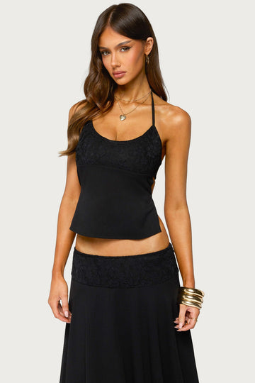 Evia Lacey Backless Halter Top