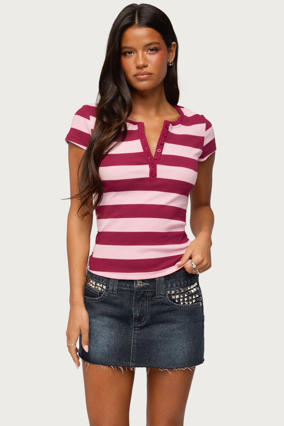 Rhianon Striped Henley Top