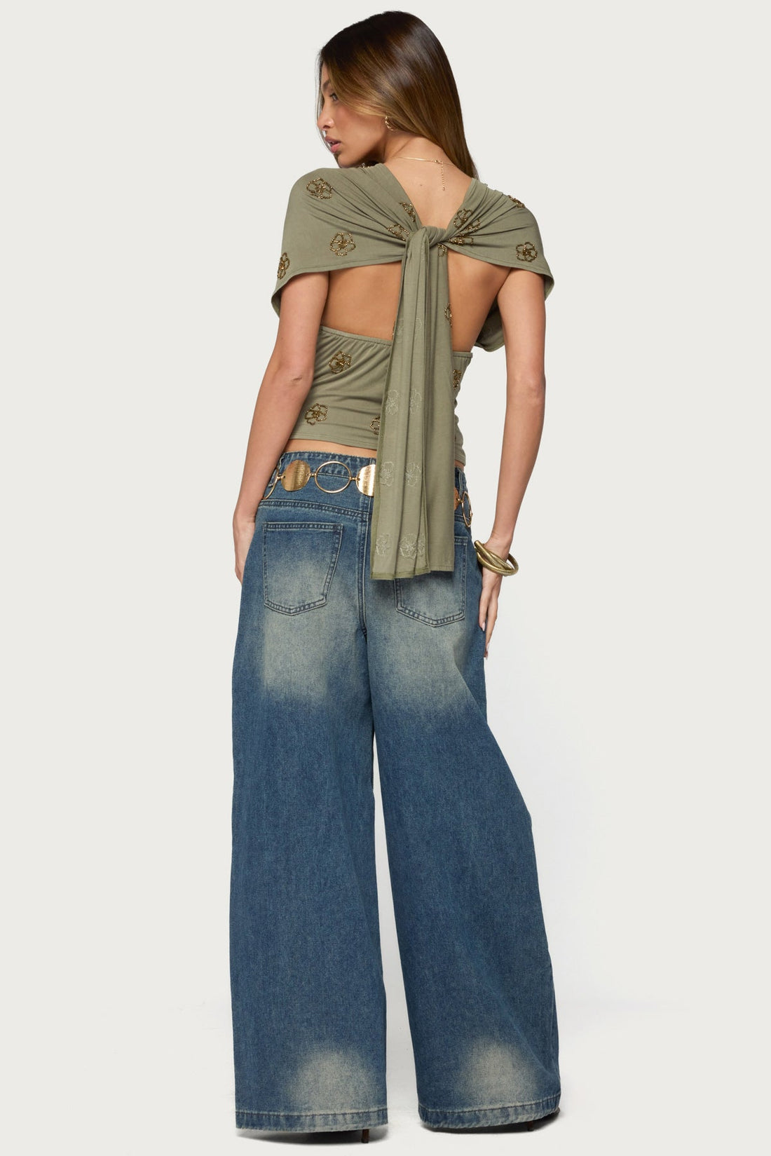Ellora Beaded Flutter Tie Top