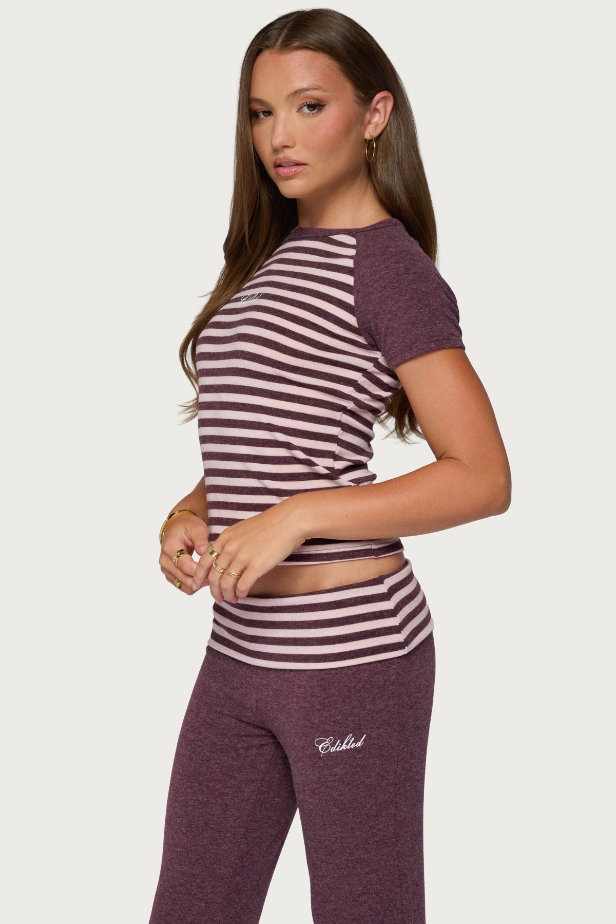 Stay Edikted Stripey Raglan T Shirt
