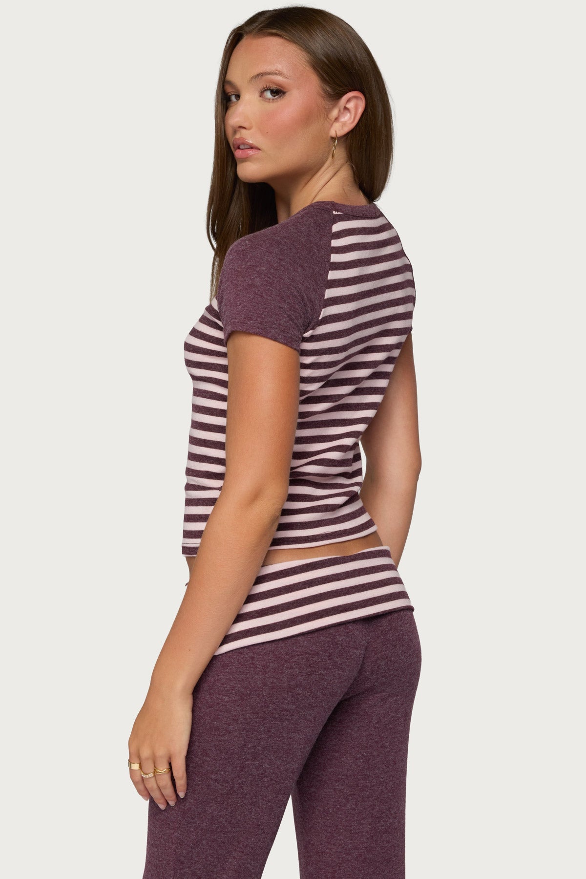 Stay Edikted Stripey Raglan T Shirt