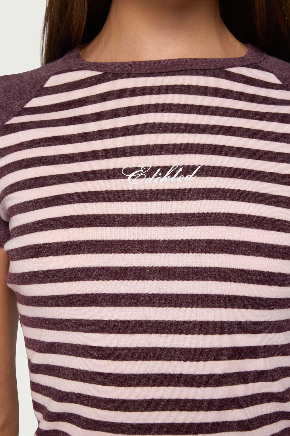 Stay Edikted Stripey Raglan T Shirt