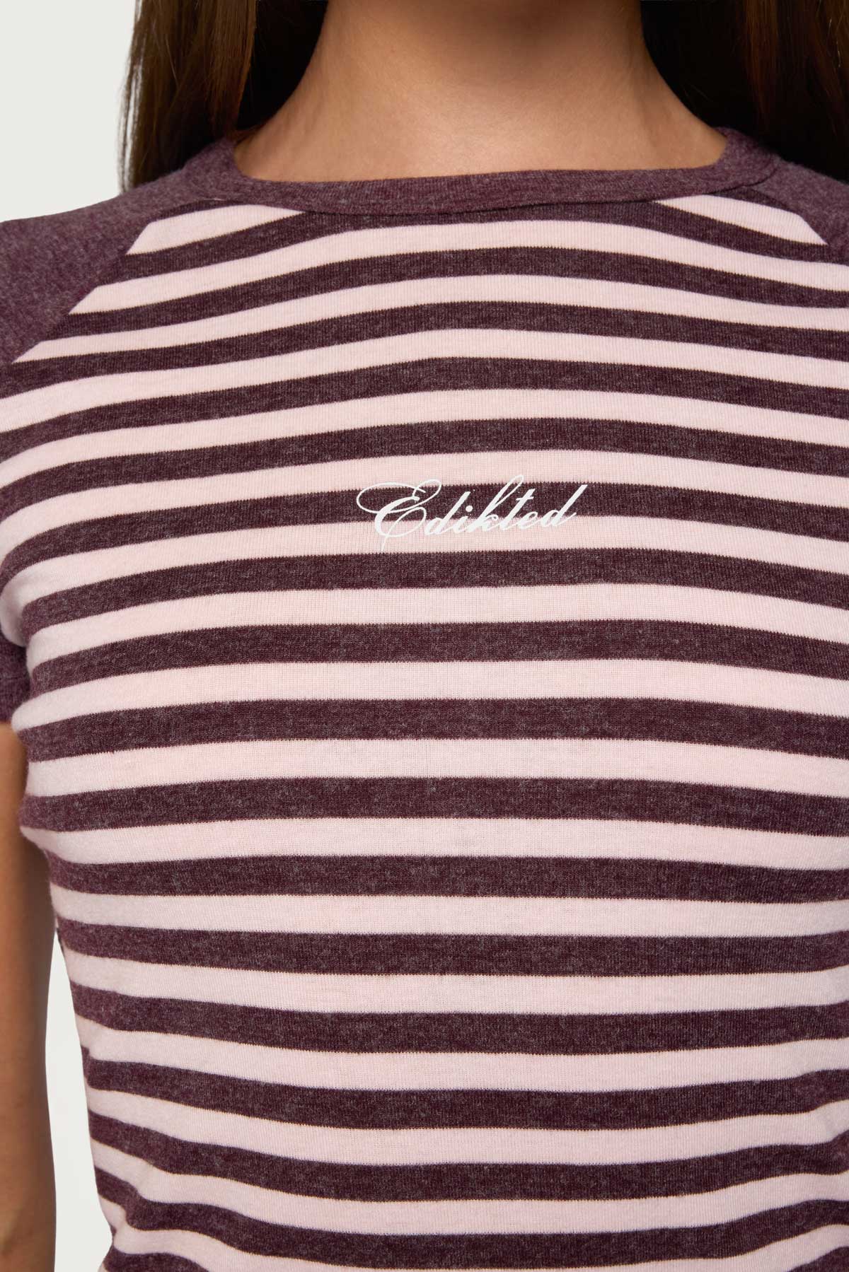 Stay Edikted Stripey Raglan T Shirt