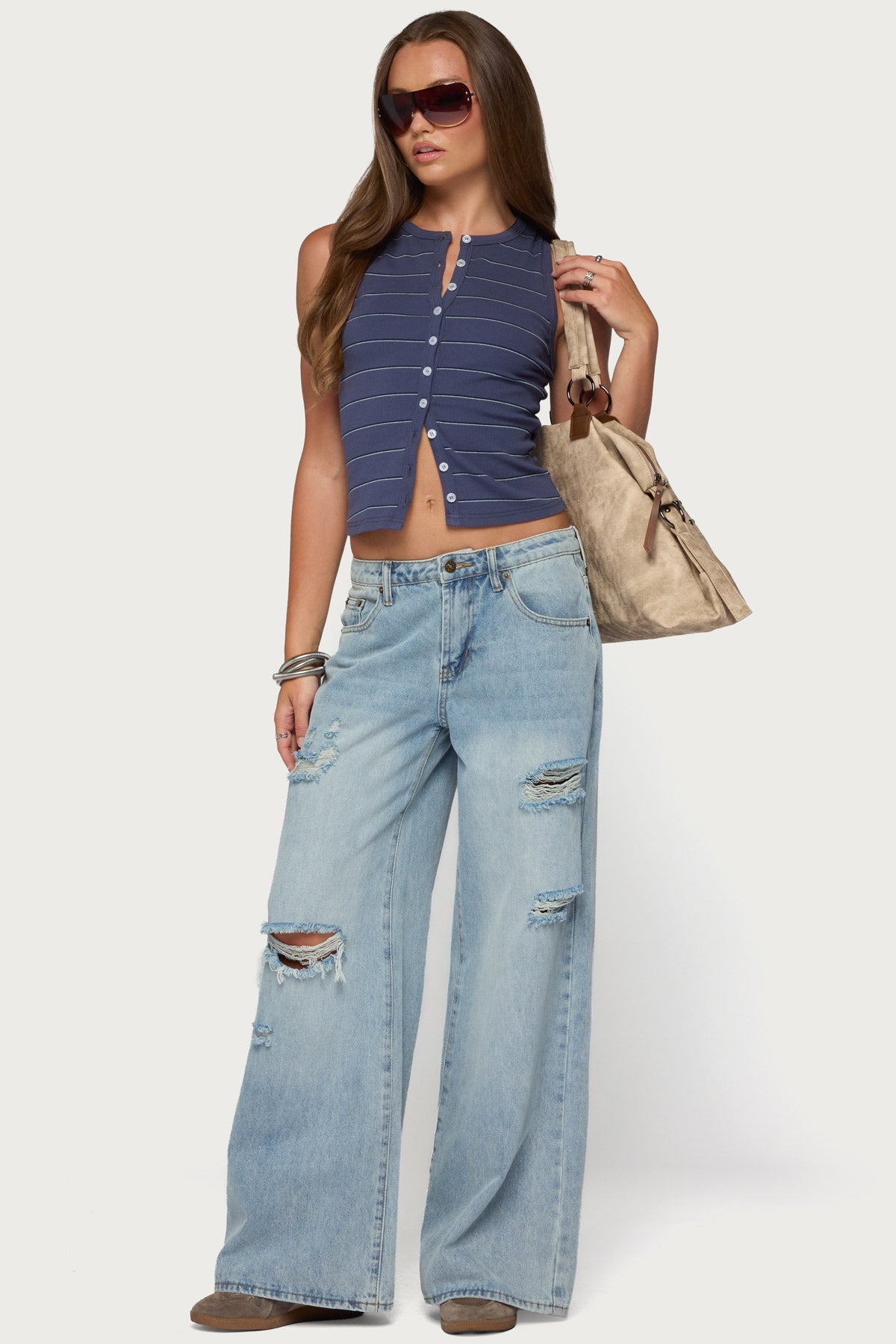 Brynne Striped Button Up Top
