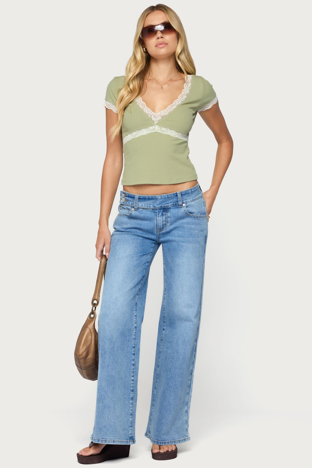 Juli Lacey Ribbed V Neck Top