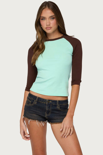 Irva Contrast Raglan Top